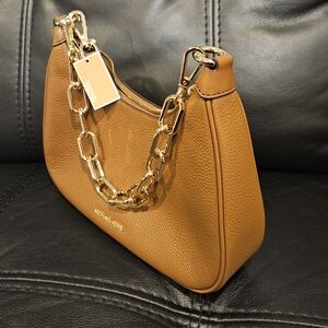 Michael Kors  Cora Leather Zipper Pouchette  (Luggage) with crossbody